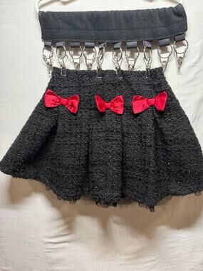 Koala Kids Girls 5T Black Sparkle Pleated Skirt Red Bows Holiday